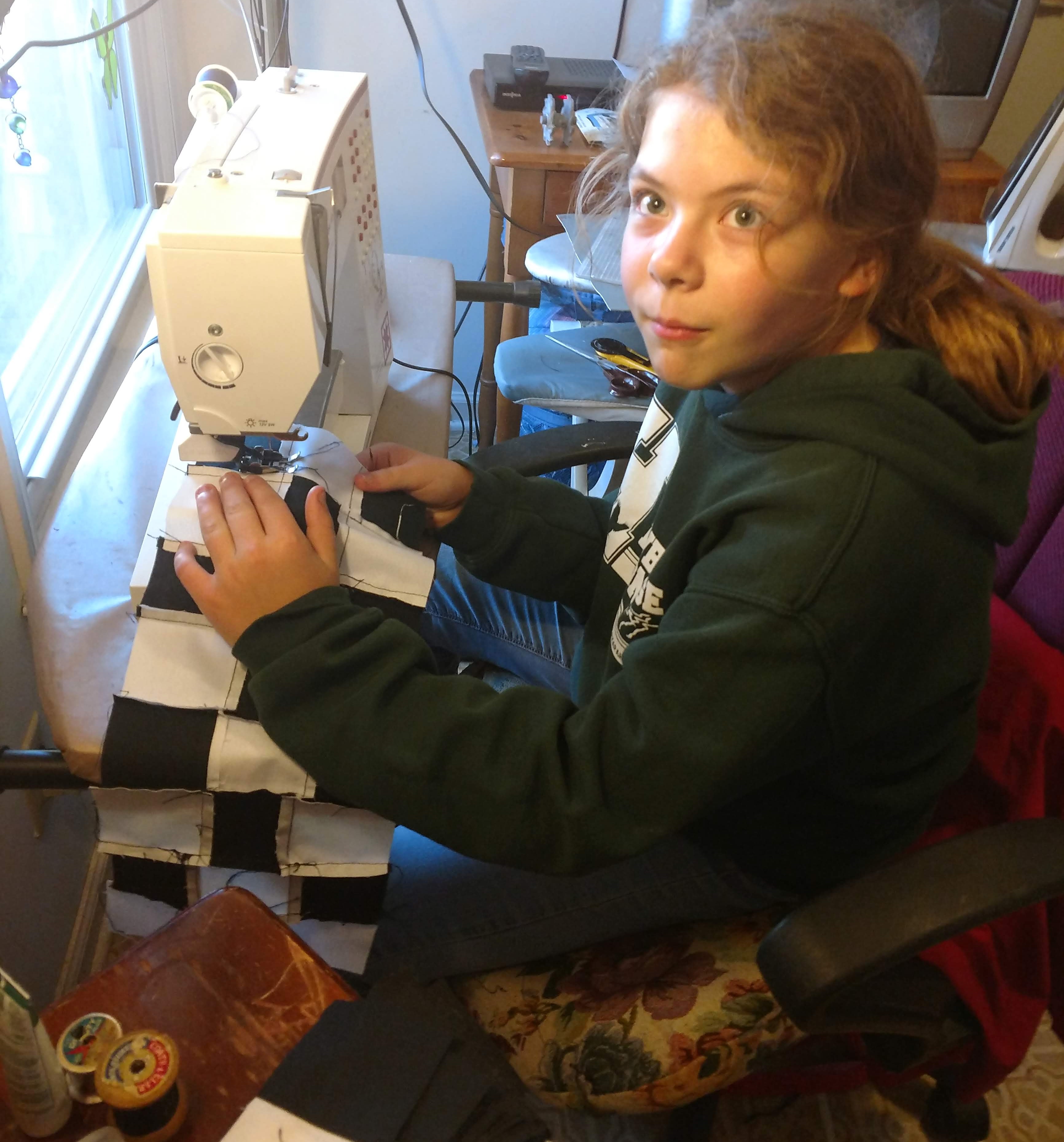 Sewing lesson for Marion