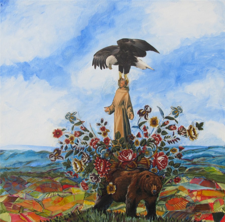 Fantasy Mixed Media Collage and Acrylic Paint