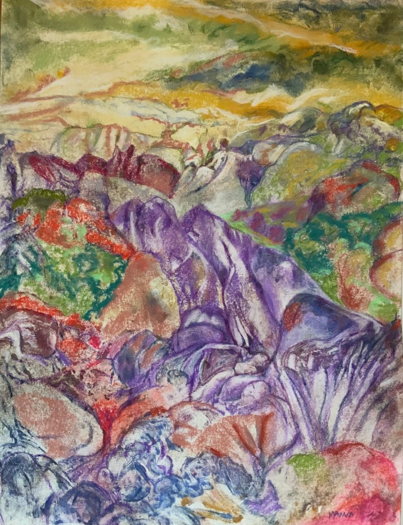 Bee Branch & Slope II 16"H x 12"W embellished monotype unframed $400.00